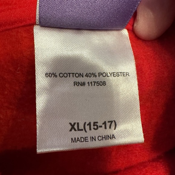 Disney‎ Stitch Christmas Hoodie Size Large Youth XL 15-17 Red - Picture 4 of 7